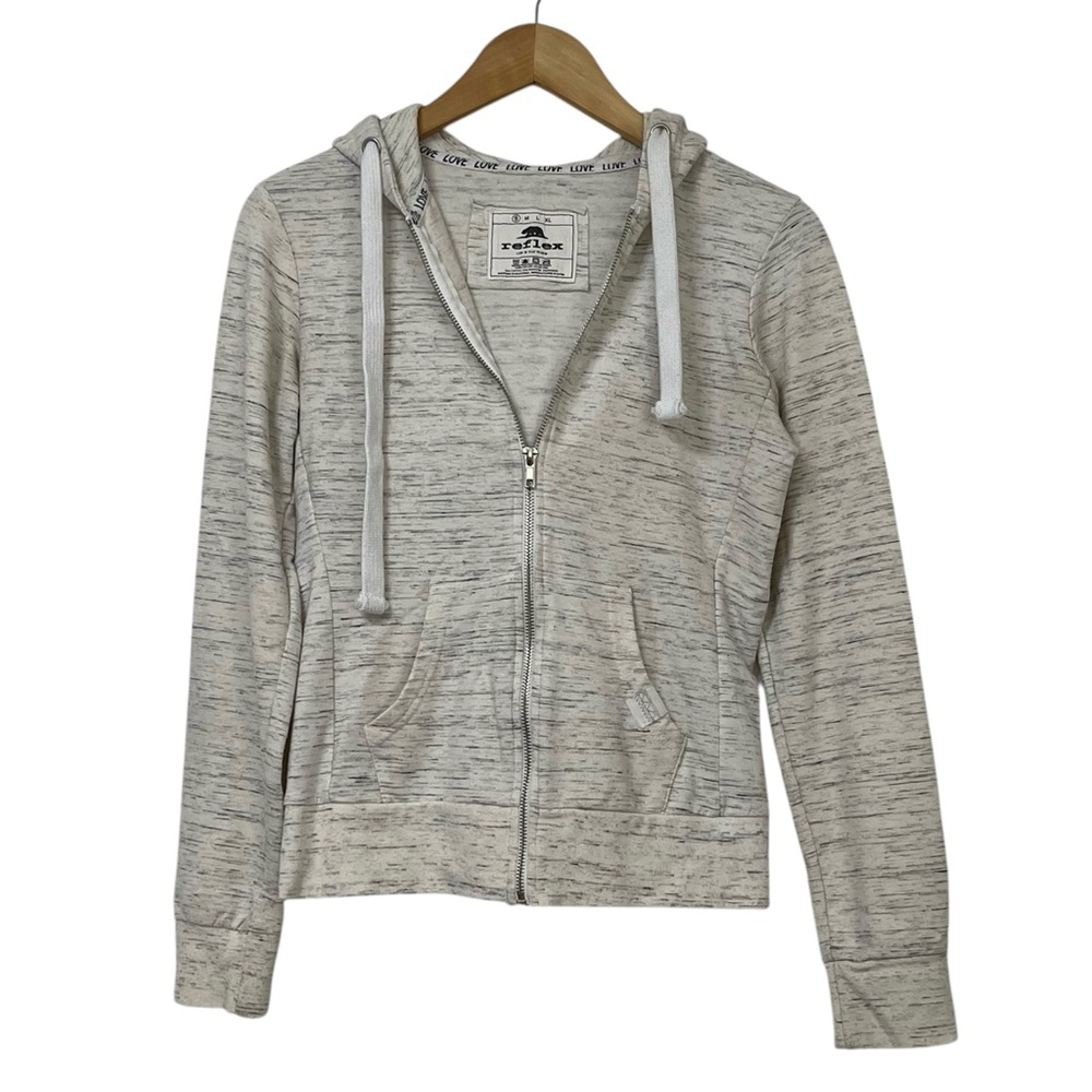 Reflex Zip Up Hoodie Small Heathered Cream Grey size Small